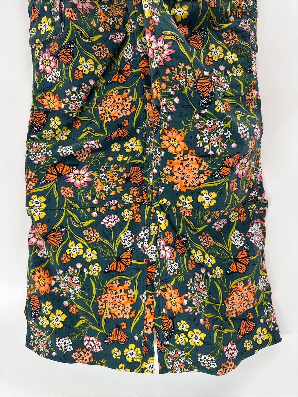 Women's Heirloom Gardening Bib Overalls Monarchs Milkweed XS - Picture 4 of 11
